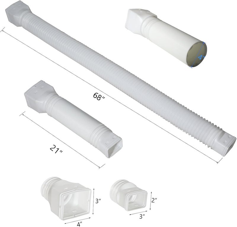 plusgutter Rain Gutter Downspout Extensions, Flexible Downspout Extender for Rain Water Drainage, Down Spout Drain Extension Extendable from 21 to 68 Inches(3 Pack, White) - Image 5